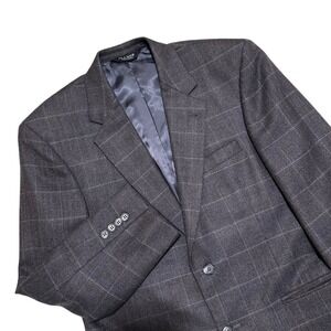 Jos A Bank Mens‎ Size 38RG Plaid 100% Wool Blazer Gray Signature Collection